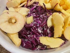 shredded cabbage and apples